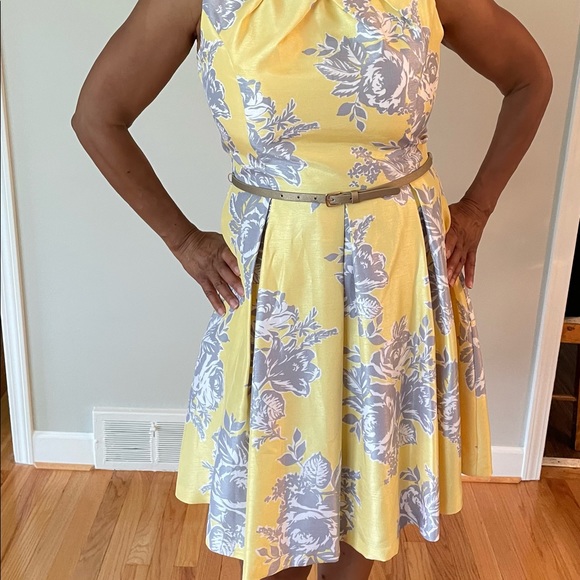 Jessica Howard sleeveless yellow and gray summer dress. Size 14 - Picture 5 of 6